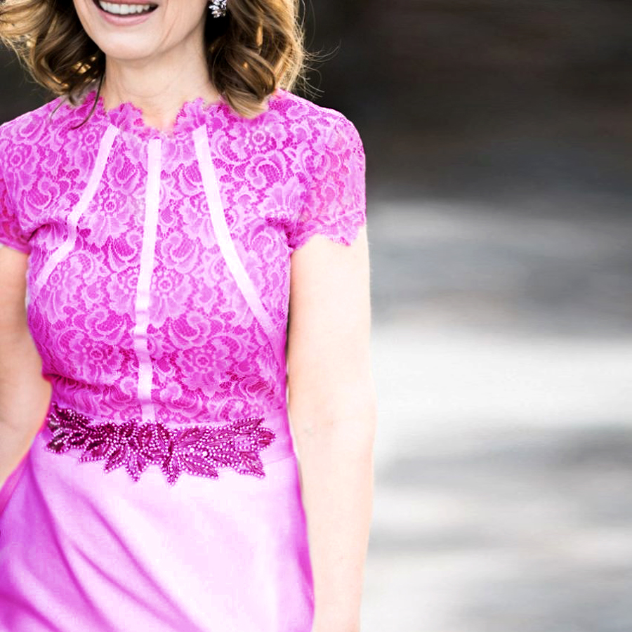 Bridal Style For Older Brides - Hot Pink Wedding Dress
