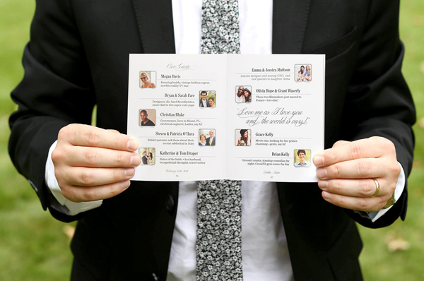 Things To Cut From Wedding Budget - Man In Suit Holding Wedding Program